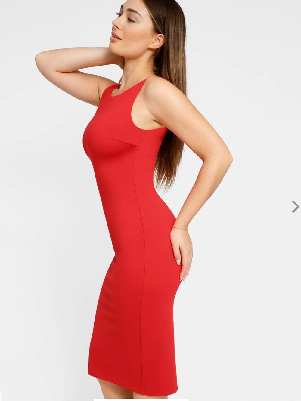 Shapewear Sleeveless Boatneck Sculpting Midi Work Dress